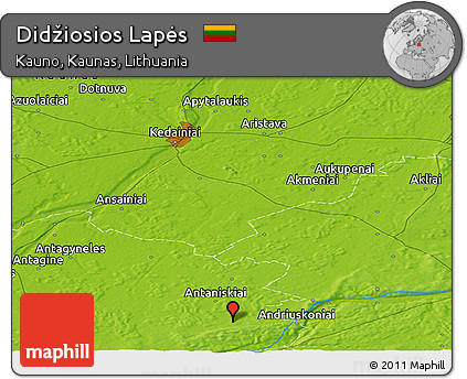 Physical Panoramic Map of Didžiosios Lapės