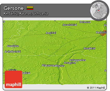 Physical Panoramic Map of Gersonė