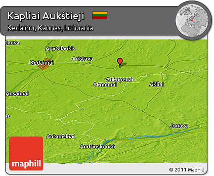 Physical Panoramic Map of Kapliai Aukštieji