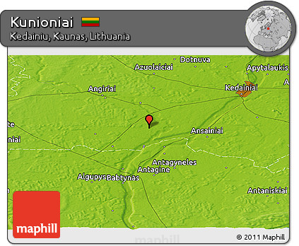 Physical Panoramic Map of Kunioniai
