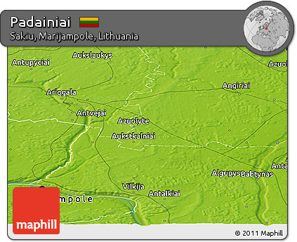 Physical Panoramic Map of Padainiai