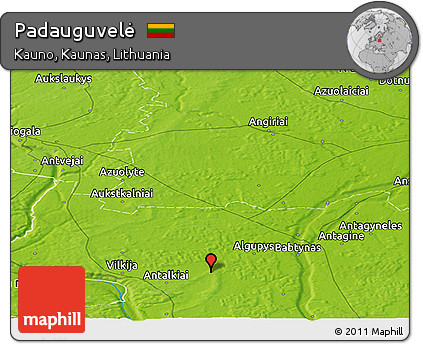 Physical Panoramic Map of Padauguvelė