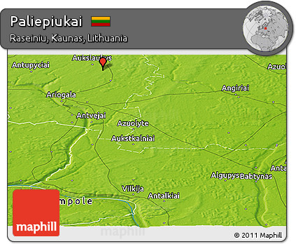 Physical Panoramic Map of Paliepiukai