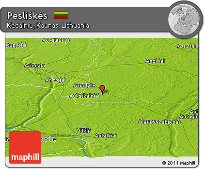 Physical Panoramic Map of Pesliškės