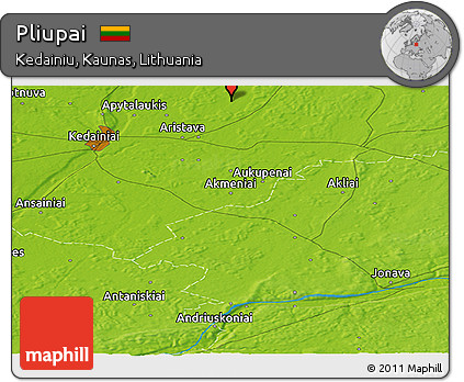 Physical Panoramic Map of Pliupai