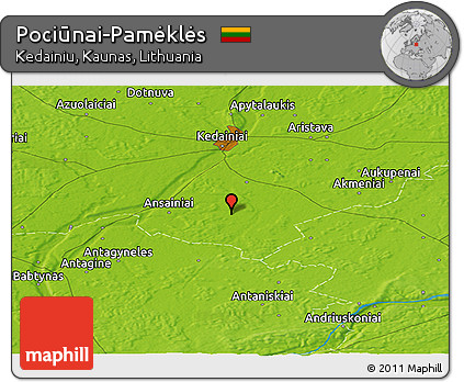 Physical Panoramic Map of Pociūnai-Pamėklės