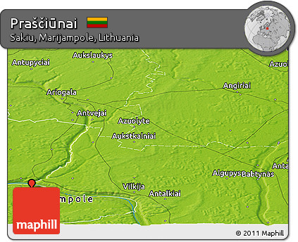 Physical Panoramic Map of Praščiūnai
