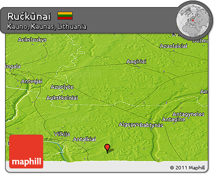 Physical Panoramic Map of Ručkūnai