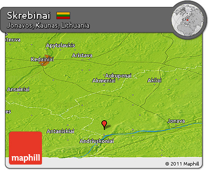 Physical Panoramic Map of Skrebinai