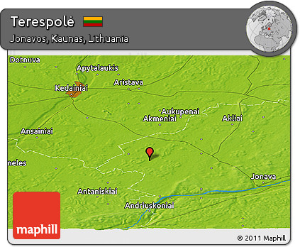 Physical Panoramic Map of Terespolė