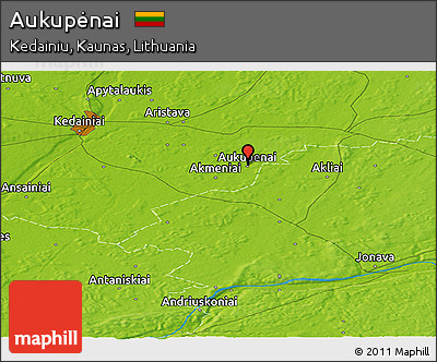 Physical Panoramic Map of Aukupėnai