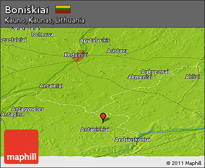 Physical Panoramic Map of Boniškiai
