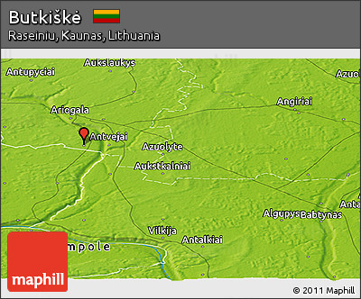 Physical Panoramic Map of Butkiškė