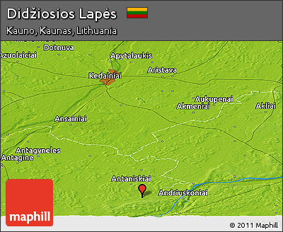 Physical Panoramic Map of Didžiosios Lapės