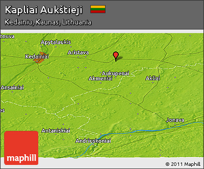 Physical Panoramic Map of Kapliai Aukštieji