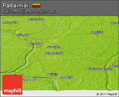 Physical Panoramic Map of Padainiai