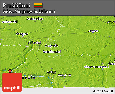 Physical Panoramic Map of Praščiūnai