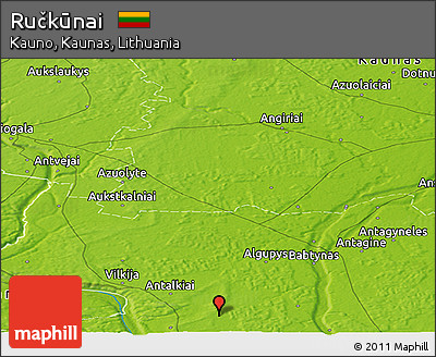 Physical Panoramic Map of Ručkūnai