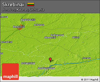 Physical Panoramic Map of Skrebinai