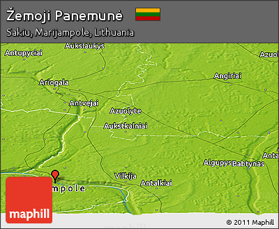 Physical Panoramic Map of Žemoji Panemunė