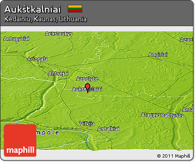 Physical Panoramic Map of Aukštkalniai