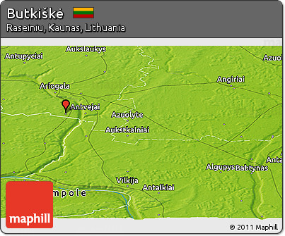 Physical Panoramic Map of Butkiškė