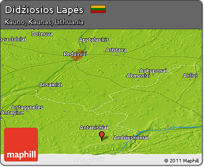 Physical Panoramic Map of Didžiosios Lapės