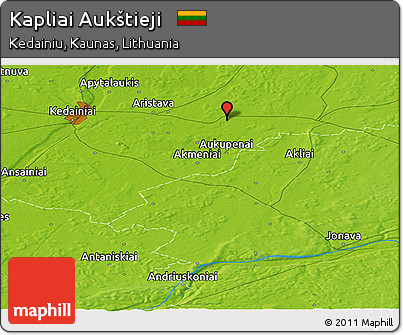 Physical Panoramic Map of Kapliai Aukštieji