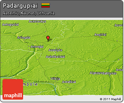 Physical Panoramic Map of Padargupiai
