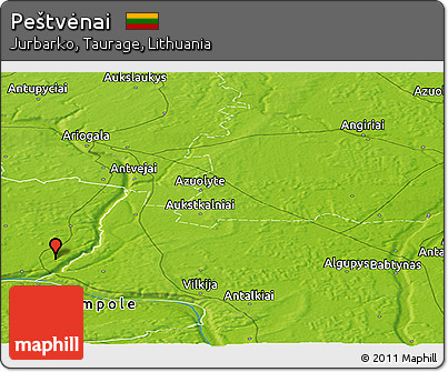 Physical Panoramic Map of Peštvėnai