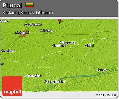 Physical Panoramic Map of Pliupai