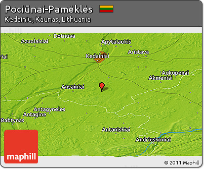 Physical Panoramic Map of Pociūnai-Pamėklės
