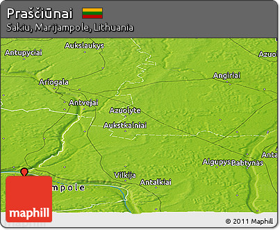 Physical Panoramic Map of Praščiūnai
