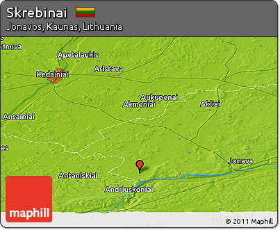 Physical Panoramic Map of Skrebinai
