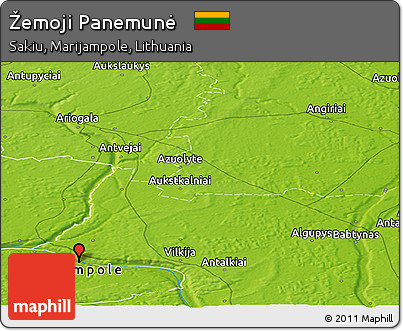 Physical Panoramic Map of Žemoji Panemunė