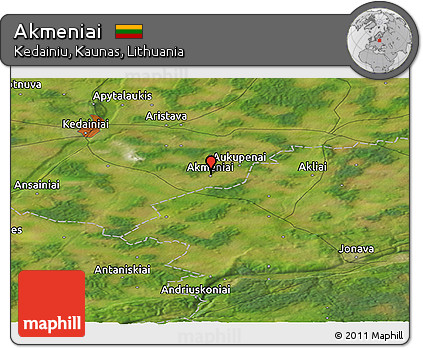 Satellite Panoramic Map of Akmeniai