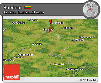 Satellite Panoramic Map of Babėnai