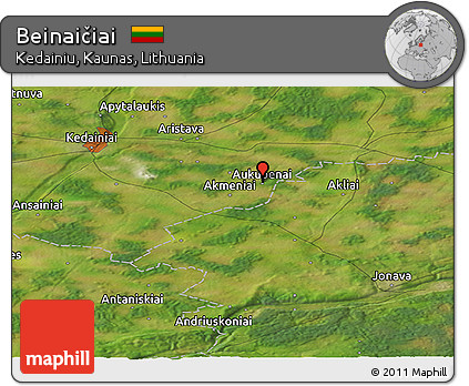 Satellite Panoramic Map of Beinaičiai