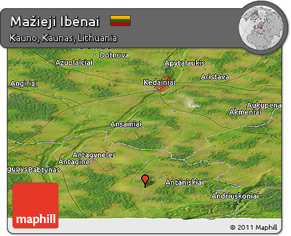Satellite Panoramic Map of Mažieji Ibėnai