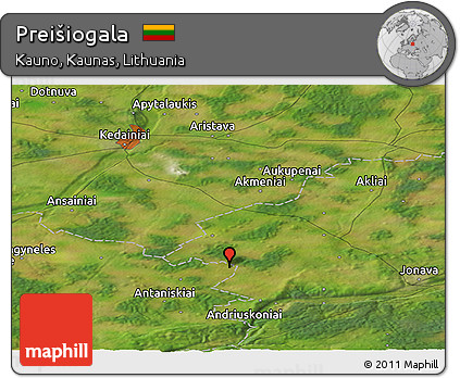Satellite Panoramic Map of Preišiogala