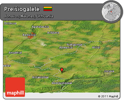Satellite Panoramic Map of Preišiogalėlė
