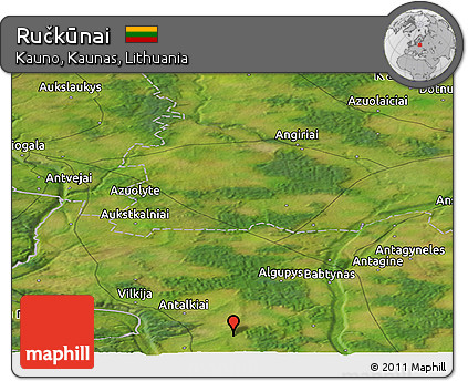 Satellite Panoramic Map of Ručkūnai
