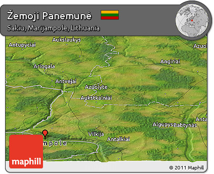 Satellite Panoramic Map of Žemoji Panemunė