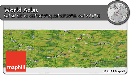 Satellite Panoramic Map of the Area around 55° 11' 31" N, 23° 52' 30" E