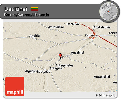 Shaded Relief Panoramic Map of Dasiūnai