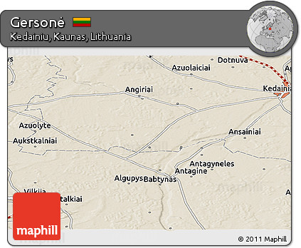 Shaded Relief Panoramic Map of Gersonė