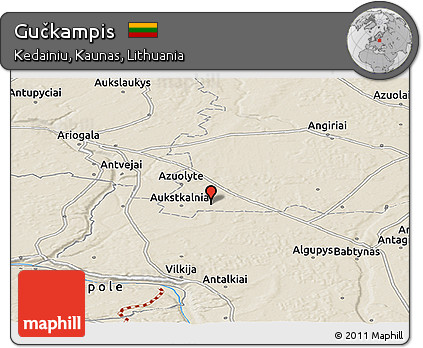 Shaded Relief Panoramic Map of Gučkampis