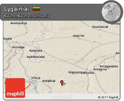Shaded Relief Panoramic Map of Lygainiai