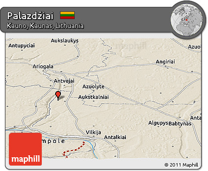 Shaded Relief Panoramic Map of Palazdžiai