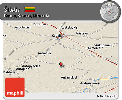 Shaded Relief Panoramic Map of Šilelis